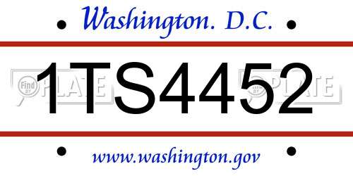 1TS4452 District Of Columbia License Plate