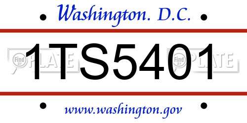 1TS5401 District Of Columbia License Plate