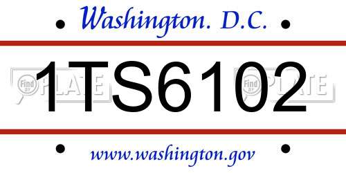 1TS6102 District Of Columbia License Plate