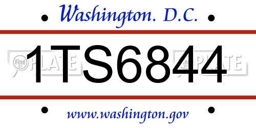 1TS6844 District Of Columbia License Plate
