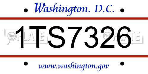 1TS7326 District Of Columbia License Plate