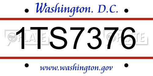 1TS7376 District Of Columbia License Plate