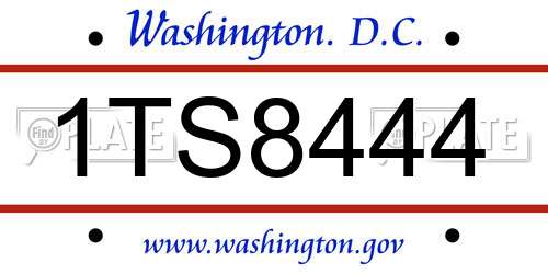 1TS8444 District Of Columbia License Plate