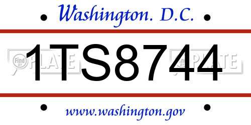 1TS8744 District Of Columbia License Plate