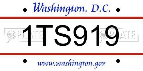 1TS919 District Of Columbia License Plate