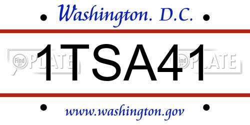 1TSA41 District Of Columbia License Plate