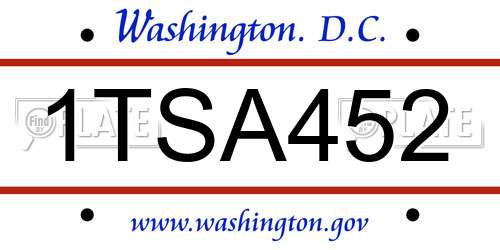 1TSA452 District Of Columbia License Plate