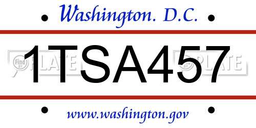 1TSA457 District Of Columbia License Plate
