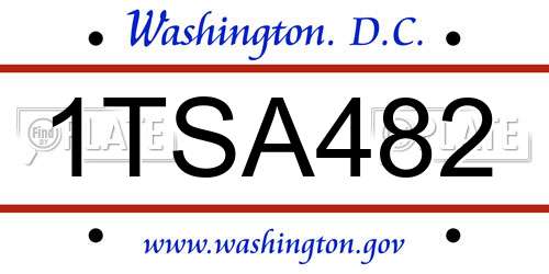 1TSA482 District Of Columbia License Plate