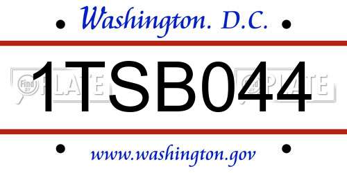 1TSB044 District Of Columbia License Plate