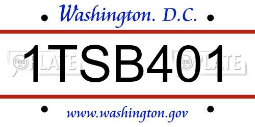 1TSB401 District Of Columbia License Plate
