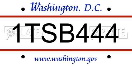 1TSB444 District Of Columbia License Plate