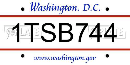 1TSB744 District Of Columbia License Plate