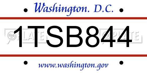 1TSB844 District Of Columbia License Plate