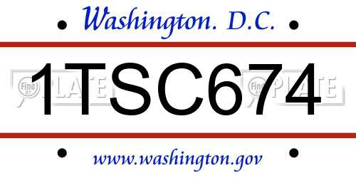 1TSC674 District Of Columbia License Plate