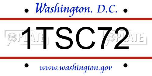 1TSC72 District Of Columbia License Plate