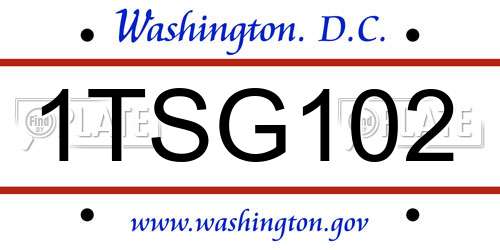 1TSG102 District Of Columbia License Plate