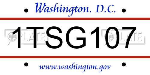 1TSG107 District Of Columbia License Plate