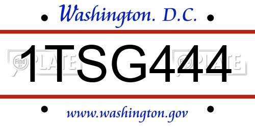 1TSG444 District Of Columbia License Plate