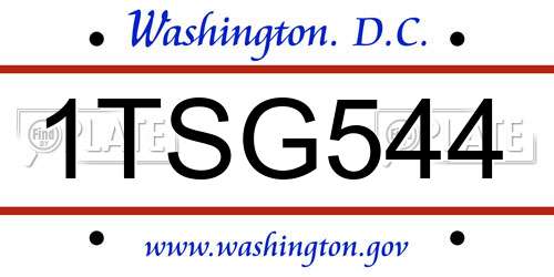 1TSG544 District Of Columbia License Plate