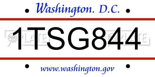 1TSG844 District Of Columbia License Plate
