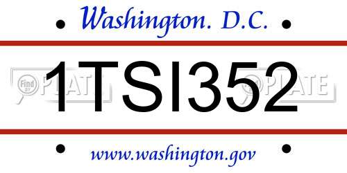 1TSI352 District Of Columbia License Plate