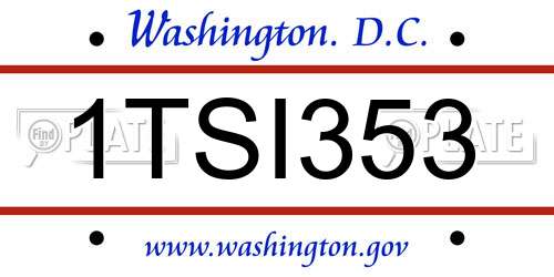 1TSI353 District Of Columbia License Plate