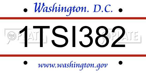 1TSI382 District Of Columbia License Plate