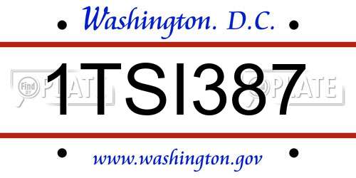 1TSI387 District Of Columbia License Plate
