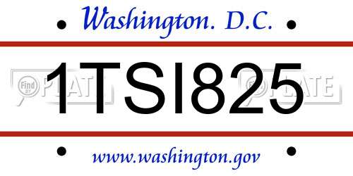 1TSI825 District Of Columbia License Plate