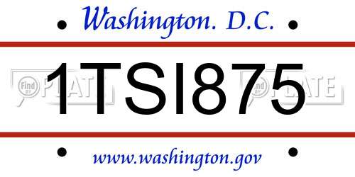 1TSI875 District Of Columbia License Plate