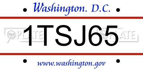 1TSJ65 District Of Columbia License Plate