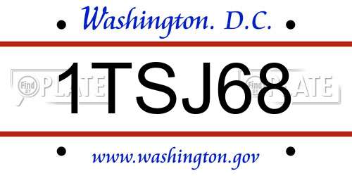 1TSJ68 District Of Columbia License Plate