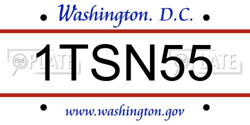 1TSN55 District Of Columbia License Plate