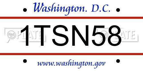 1TSN58 District Of Columbia License Plate