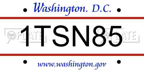 1TSN85 District Of Columbia License Plate