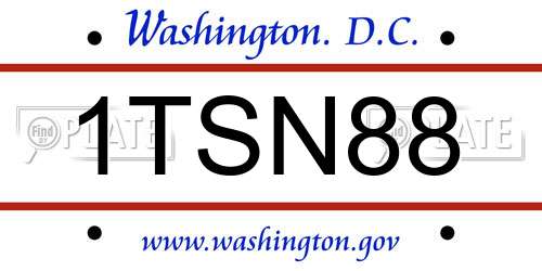 1TSN88 District Of Columbia License Plate