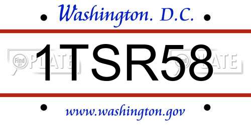 1TSR58 District Of Columbia License Plate