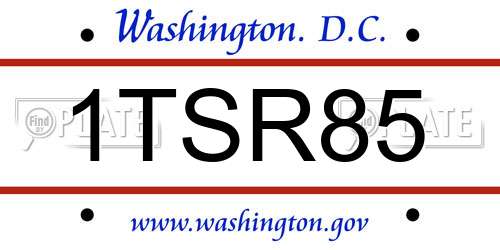 1TSR85 District Of Columbia License Plate