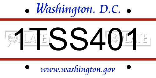 1TSS401 District Of Columbia License Plate