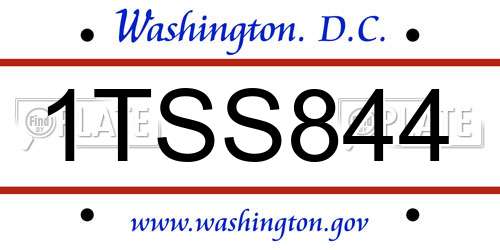 1TSS844 District Of Columbia License Plate