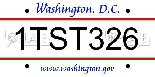 1TST326 District Of Columbia License Plate