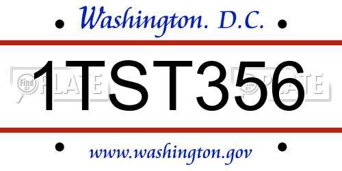 1TST356 District Of Columbia License Plate