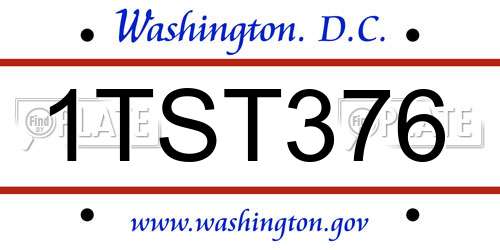 1TST376 District Of Columbia License Plate