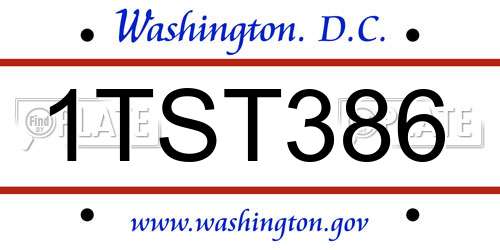 1TST386 District Of Columbia License Plate