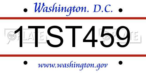 1TST459 District Of Columbia License Plate