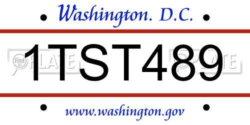 1TST489 District Of Columbia License Plate