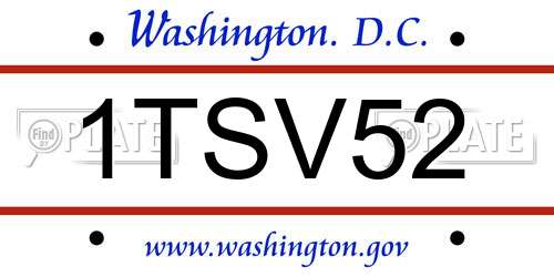 1TSV52 District Of Columbia License Plate