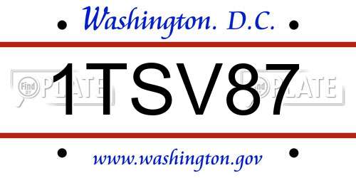 1TSV87 District Of Columbia License Plate