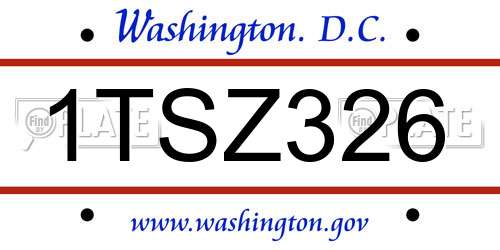 1TSZ326 District Of Columbia License Plate